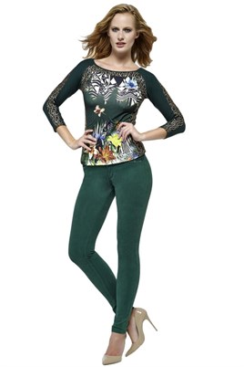 2672 Dodona Tasarım Süet Görünümlü Yeşil  Pantolon